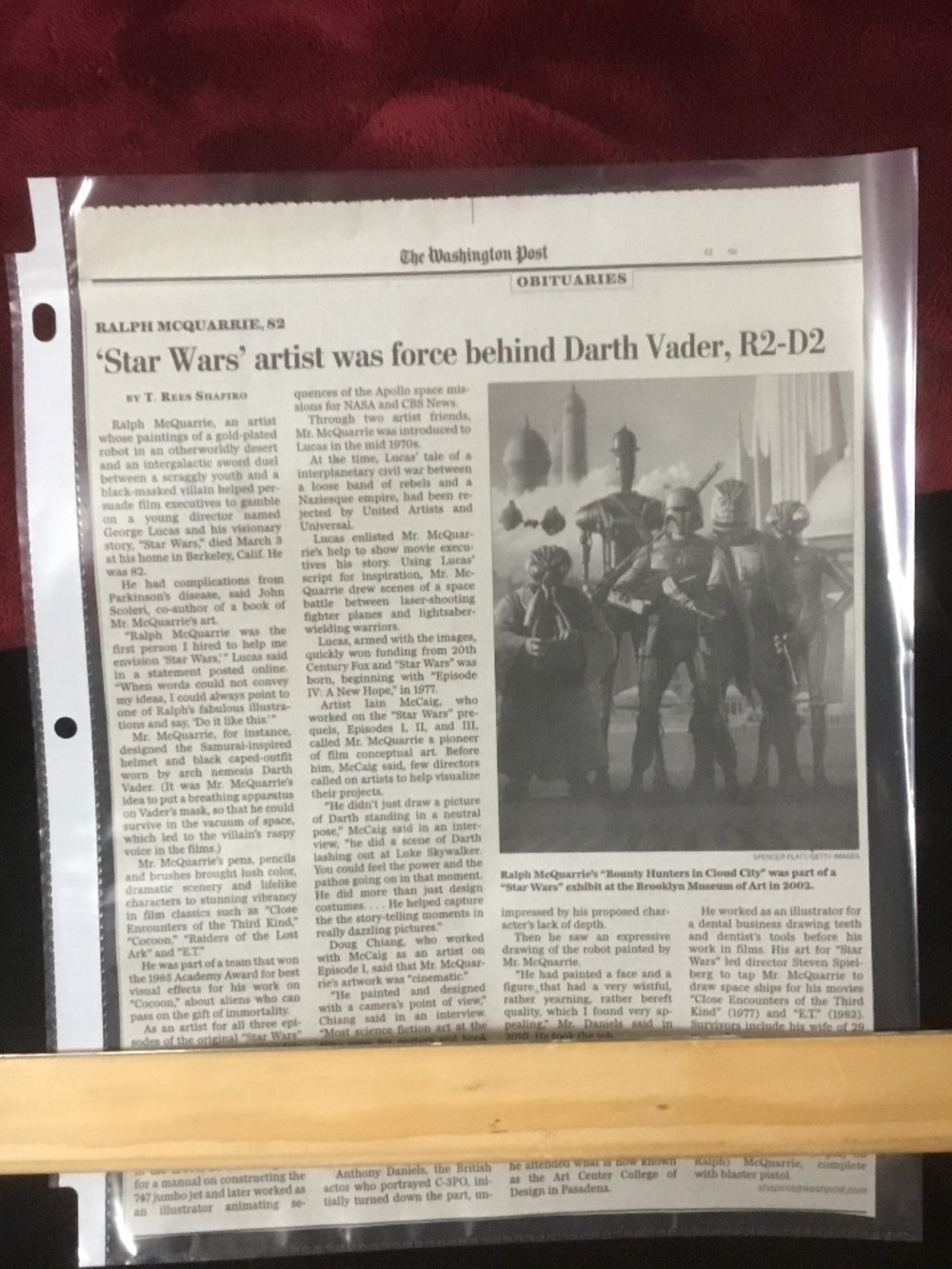 Star Wars Artist- Ralph McQuarrie Obituary March 6, 2012 Force Behind Dark Vader